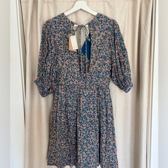 NWT MIRTH CAFTAN Perth Backless Short Dress Blueberry Print - Small - Picture 11 of 13